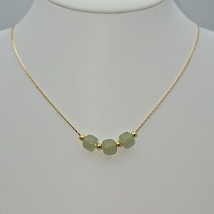 Green Prestolite Tranquility Jewelry – Sterling Silver Base - Gold-Plated